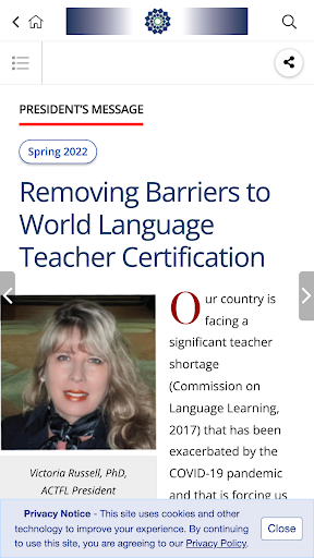 The Language Educator Magazine Screen 3
