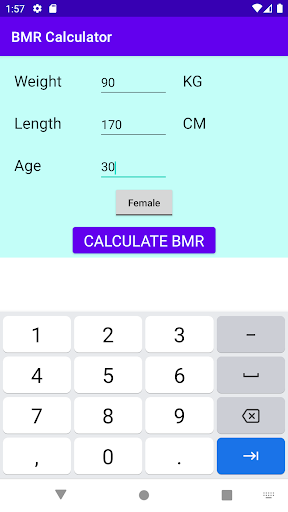 BMR Calculator by RA Screen 2