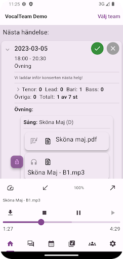 Android application VocalTeam screenshort