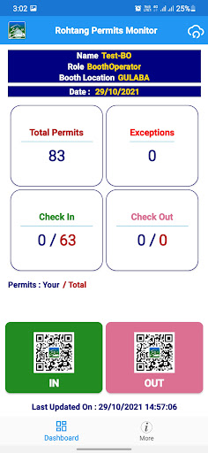 Rohtang Permits Monitor Screen 2