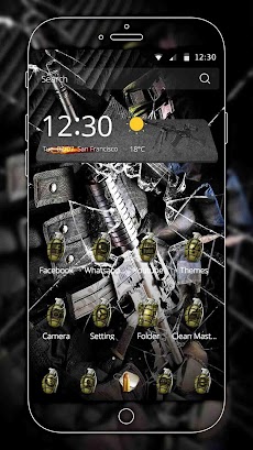 クールな黒のテーマ短機関銃の弾痕割れたガラスの壁紙 Androidアプリ Applion