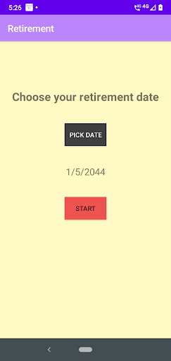 Android application Retirement countdown clock screenshort