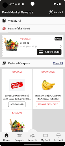 Android application Fresh Market Rewards screenshort