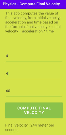 Physics - Compute F. Velocity