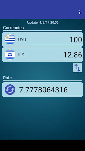 Android application UYU Peso x New Israeli Shekel screenshort