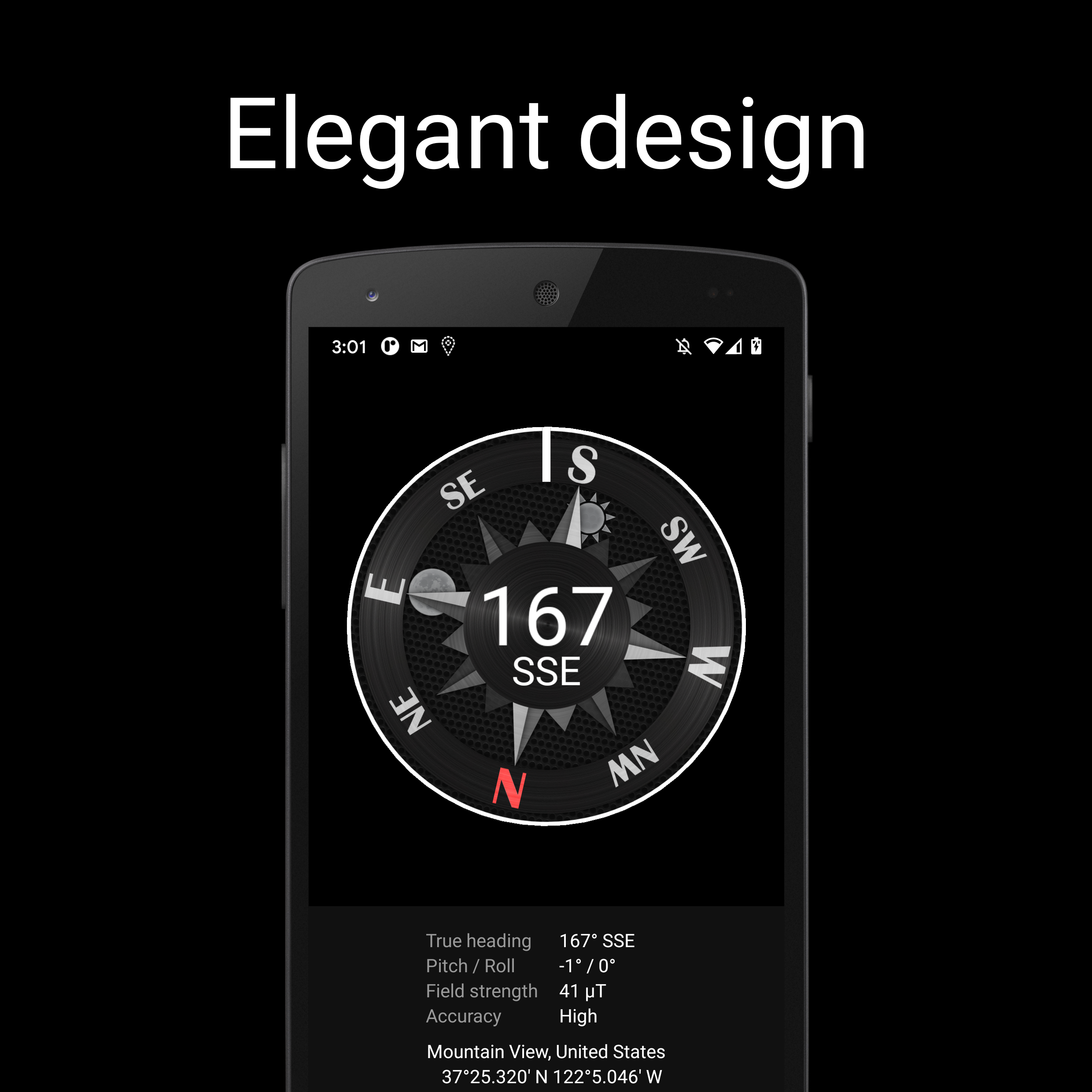 Android application Compass Steel 3D screenshort