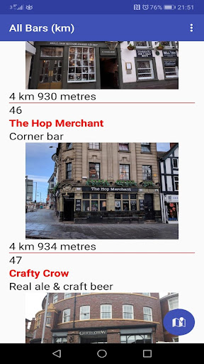 Android application My Next Bar - Nottingham (pubs screenshort
