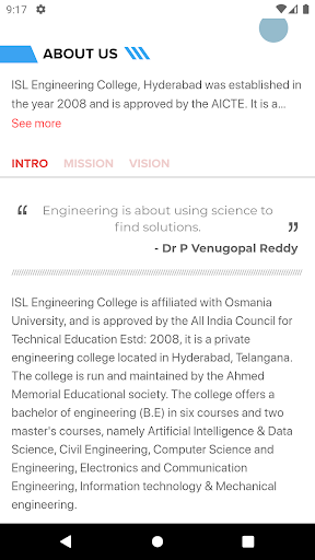 Android application ISL Engineering College screenshort