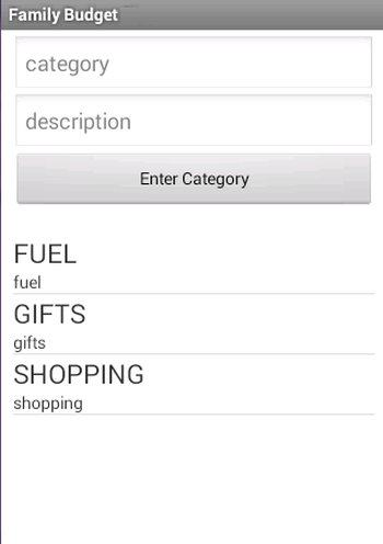 Family Expenses Screen 3