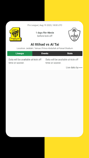 Al Ittihad Saudi Livescore Screen 2