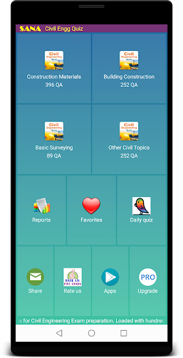Android application Civil Engineering Quiz screenshort