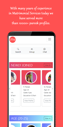 Android application Pareek Matrimonial screenshort