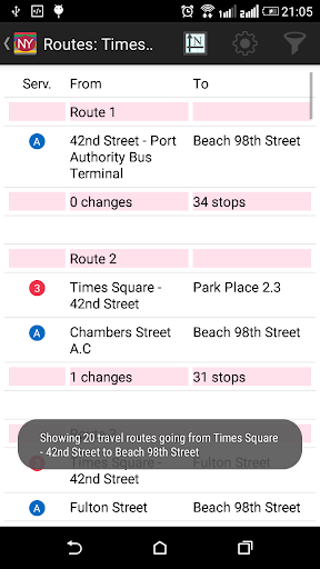 New York Subway Route Planner Screen 2