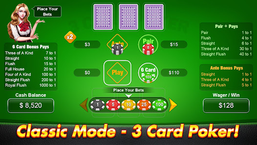 Screenshot 5 3 Card Poker - Casino Games android