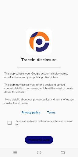 Android application TraceIn screenshort