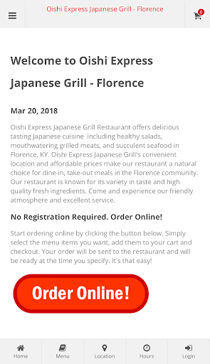 Android application Oishi Express Florence Order screenshort