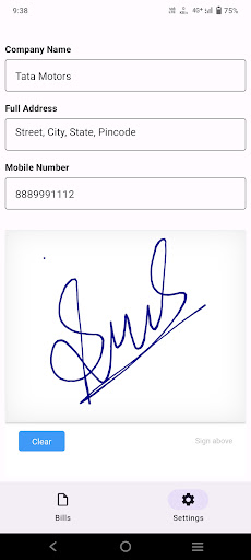 Simple Bill Book Screen 3