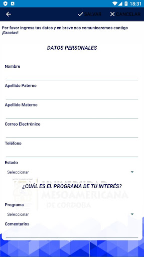 UMACOR móvil Screen 3