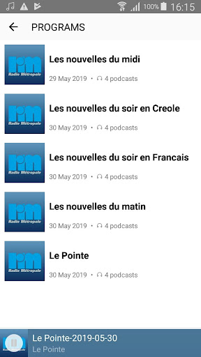 Android application Radio Métropole screenshort