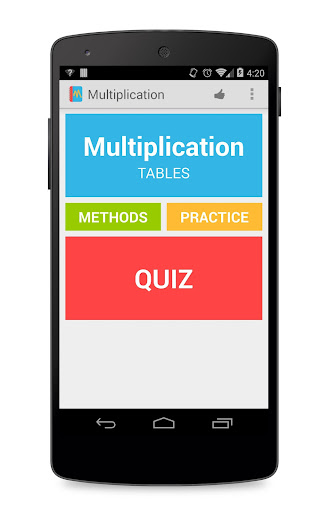 Android application Learning Multiplication screenshort