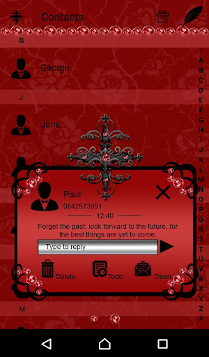 Red Gothic Cross Go SMS Theme Screen 2