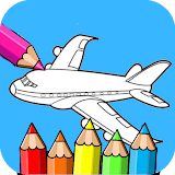 airplane cartoon coloring icon