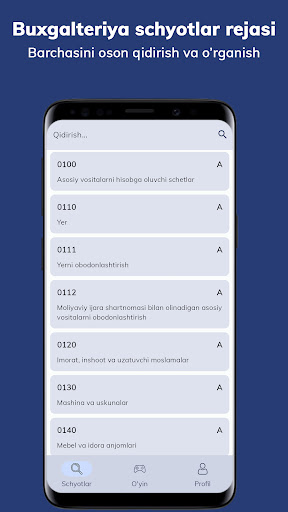Android application Buxgalteriya schyotlar rejasi screenshort