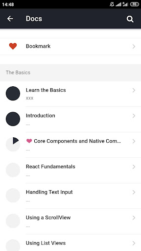 React Native 0.62 Docs Screen 2