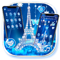 Shiny Blue Butterfly Diamond Eiffel Tower Theme