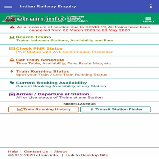 IndianRailwayEnquiry Screen 2