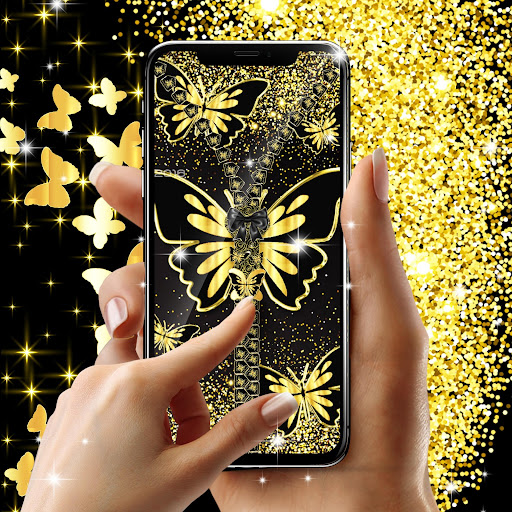 Android application Golden butterflies lock screen screenshort