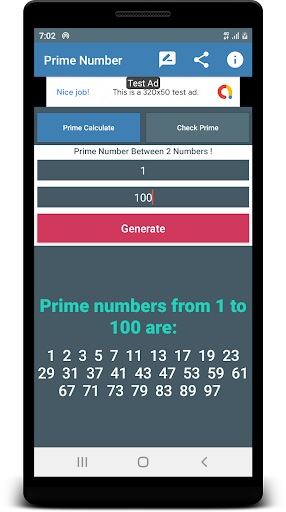Android application Check Prime Number Calculator screenshort
