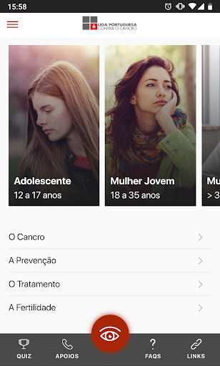 Android application HPV e Cancro do Colo do Útero screenshort