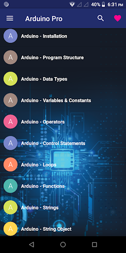 Android application Learn - Arduino Pro screenshort