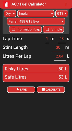 Android application ACC Fuel Calculator Pro screenshort