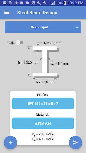 Android application Steel Beam Design screenshort