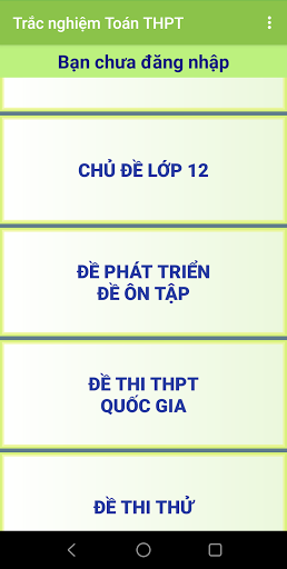 Android application Trắc nghiệm Toán THPT screenshort