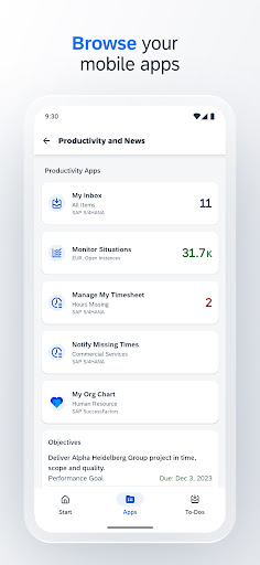 Screenshot of SAP Mobile Start