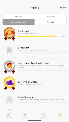 Screenshot of Vital Life: mindbody routines