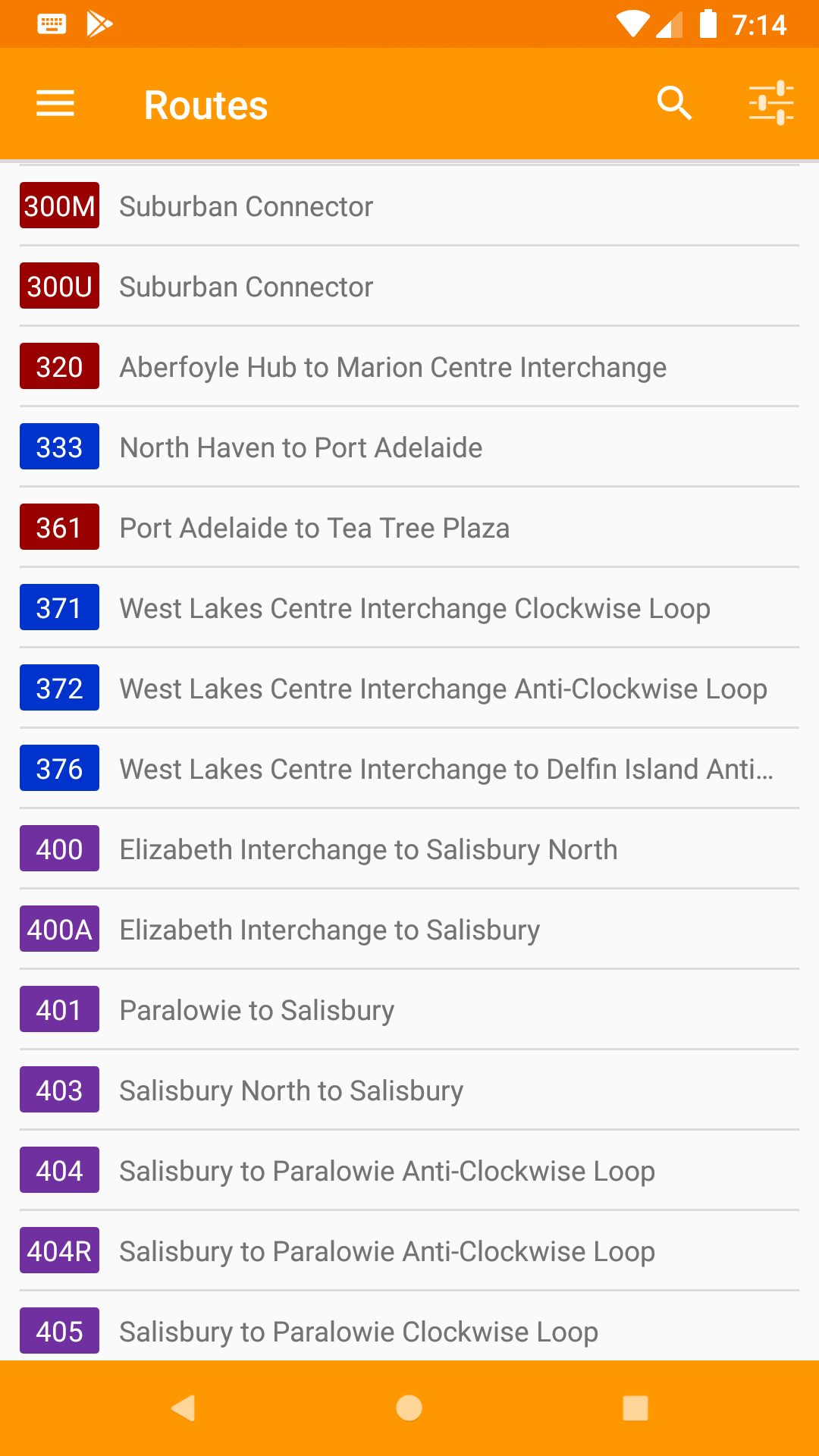 Android application Adelaide Transit screenshort