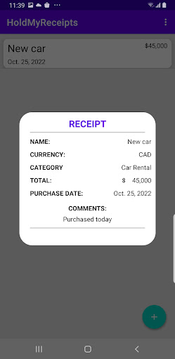 HoldMyReceipts Screen 2
