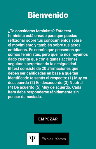 Android application Test de feminismo screenshort
