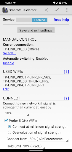 Android application SmartWiFiSelector Trial screenshort