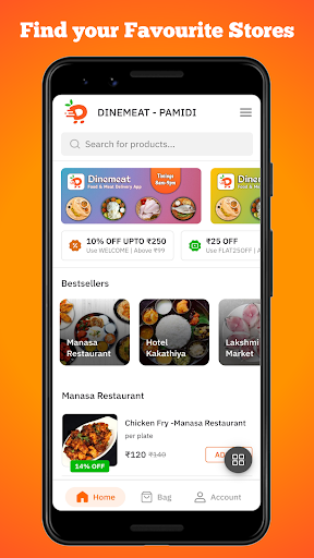 Android application Dinemeat Pamidi: Food Delivery screenshort