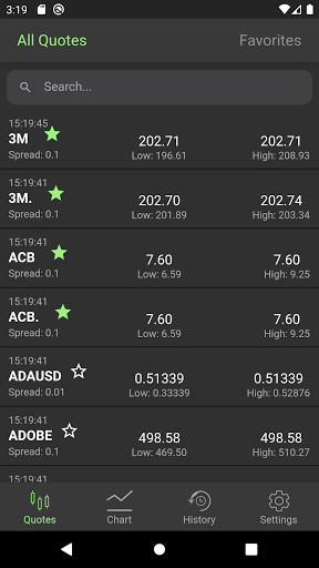 Android application ZTrader screenshort