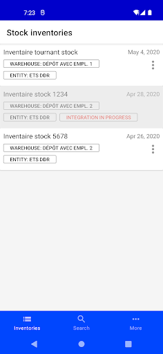 Android application Stock inventories screenshort