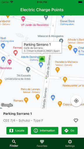 Android application Electric Charge Points screenshort