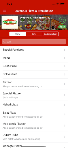 Android application Juventus Pizza and Steakhouse screenshort