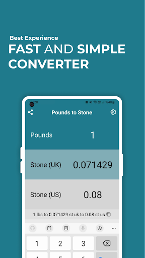 Android application Pounds to Stone Converter lbs screenshort
