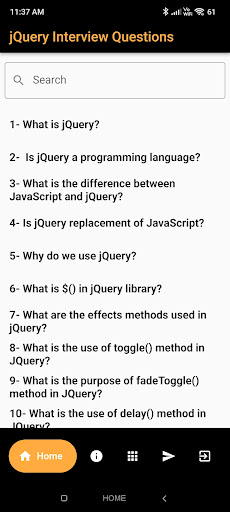 Android application jQuery Interview Question screenshort